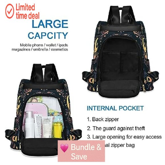 Anti-Theft Laptop Backpack with Plush Ball, 13-14 Inch, Polyester - Picture 6 of 7